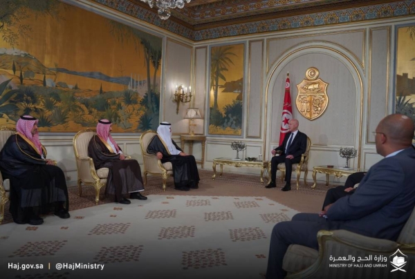 Tunisia's President Kais Saied received Saudi Arabia's Hajj and Umrah Minister Dr. Tawfiq Al-Rabiah at the Presidential Palace of Carthage.
