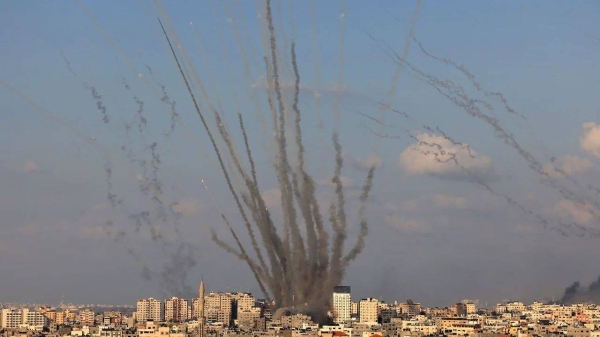 Hamas launched a salvo of rockets from Gaza towards the Israeli city of Ashkelon, October 10, 2023