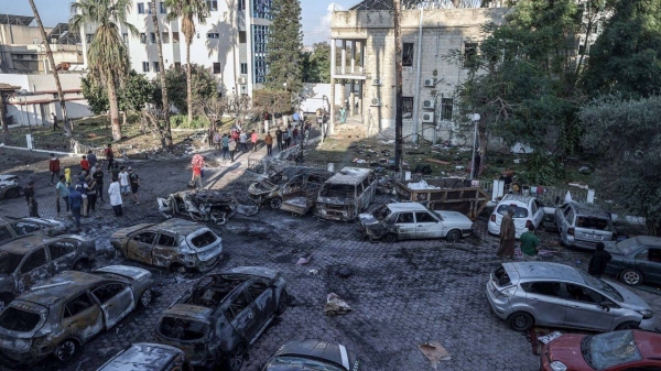 A view shows the aftermath of the deadly hospital blast on Wednesday.