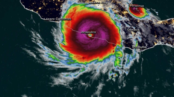 Hurricane Otis is seen late Tuesday ahead of landfall