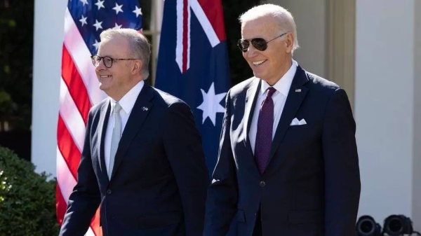US President Joe Biden welcomes Australian Prime Minister Anthony Albanese in the White House on Wednesday.