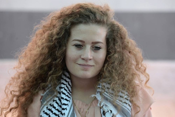 Ahed Tamimi in Madrid on 29th September, 2018. Ahed Tamimi to take part in the FiestaPCE18 in a great act of solidarity with Palestine people. (Photo by Juan Carlos Lucas/NurPhoto via Getty Images)