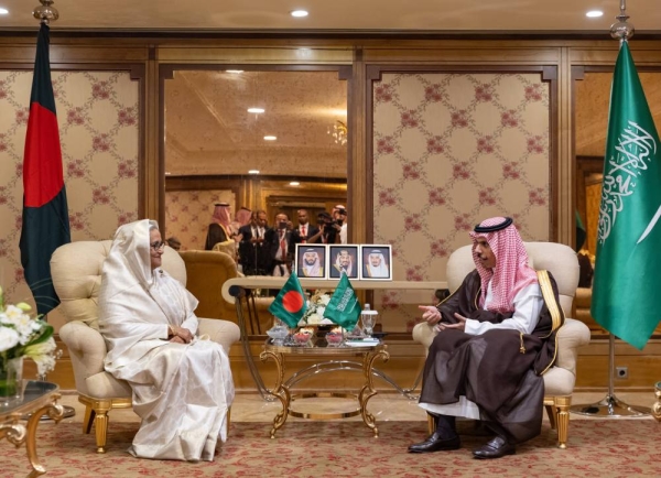 Foreign Minister Prince Faisal Bin Farhan held a meeting with Prime Minister Sheikh Hasina of Bangladesh during the International Conference on Women in Islam in Jeddah. 