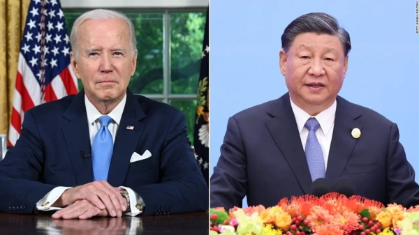 US President Joe Biden (L) and Chinese President Xi Jinping (R)
