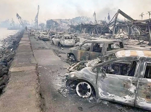 The day after the wildfire, rescuers found a hellish scene on Lahaina’s waterfront. — courtesy Hawaii Wing Civil Air Patrol