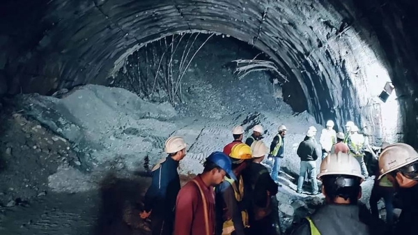 A portion of the tunnel collapsed on Sunday morning