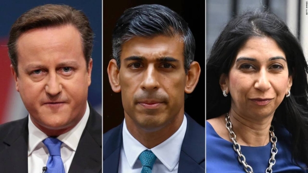 Sunak fired Braverman (right) and brought back Cameron (left) to the Cabinet, in a remarkable reshuffle