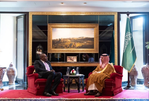 Foreign Minister Prince Faisal Bin Farhan during his meeting with Josep Borrell, the High Representative of the EU for Foreign Affairs and Security Policy.