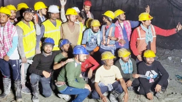 The trapped workers take a photo of themselves moments before they were rescued. — courtesy, ANI