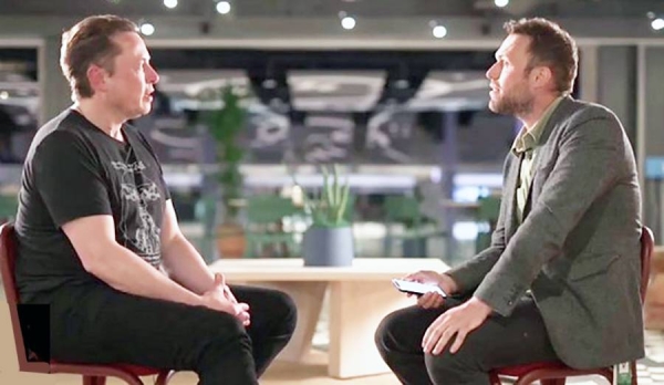 Elon Musk being interviewed by BBC in April 2023.
