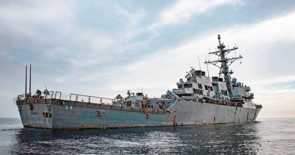 This image provided by the US Navy shows the USS Carney in the Mediterranean Sea on Oct. 23, 2018. — courtesy Ryan U. Kledzik/US Navy/AP