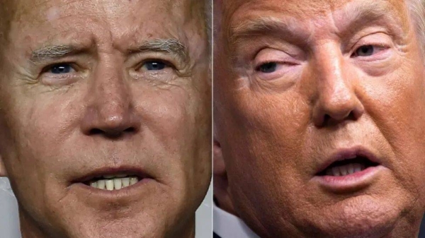 Joe BIden (L) and Donald Trump