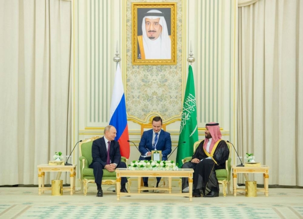 Saudi Crown Prince and Prime Minister Mohammed bin Salman holds talks with Russian President Vladimir Putin in Riyadh on Wednesday.
