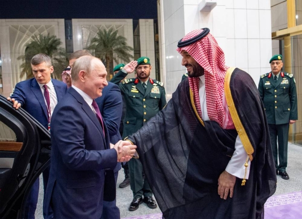 Saudi Crown Prince and Prime Minister Mohammed bin Salman holds talks with Russian President Vladimir Putin in Riyadh on Wednesday.