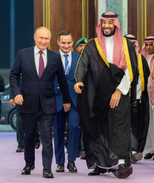 Saudi Crown Prince and Prime Minister Mohammed bin Salman holds talks with Russian President Vladimir Putin in Riyadh on Wednesday.