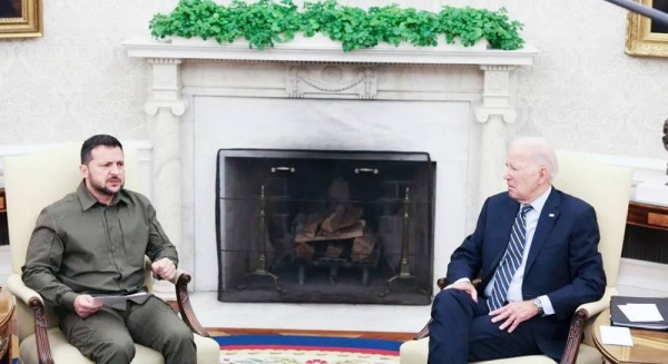 Volodymyr Zelensky and Joe Biden in the White House in September. — courtesy Getty Images