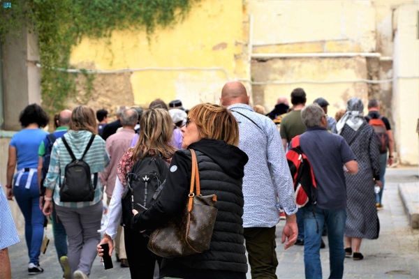 Foreign tourists take a tour at Historical Jeddah.