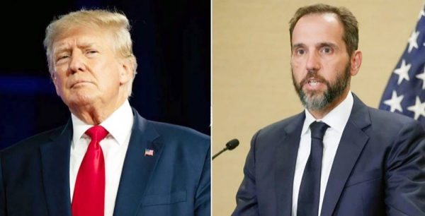 Former US President Donald Trump. Right, special counsel Jack Smith.