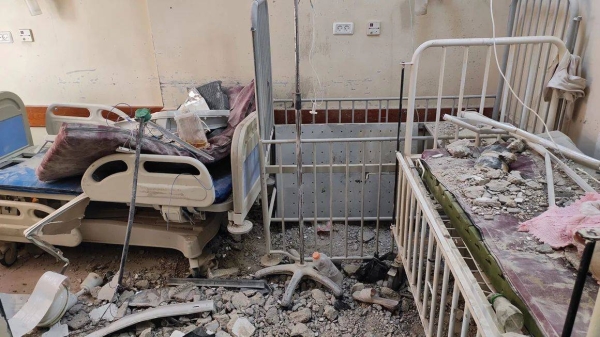 An interior view of tge destroyed infant intensive care unit of Kamal Adwan Hospital in Gaza on November 19, 2023