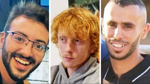 (L-R) Alon Lulu Shamriz, Yotam Haim and Samer Talalka. — courtesy Hostage and Missing Families Forum