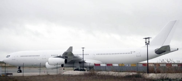 The plane reported to be carrying some 300 Indian nationals at the Vatry airport in eastern France on Saturday. — courtesy AP.