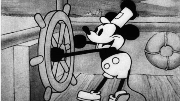 A picture of Mickey Mouse in the 1928 short film Steamboat Willie
