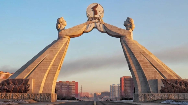 The Monument to the Three-Point Charter for National Reunification (Arch of Reunification) near Pyongyang, North Korea