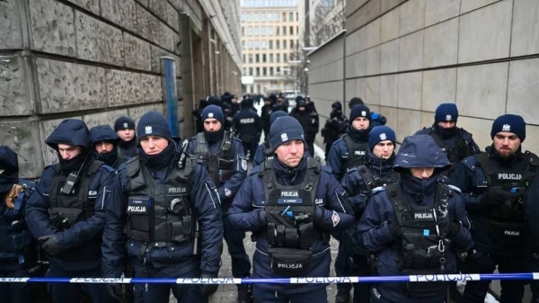 Poland's public broadcaster has seen a heavy police presence since senior opposition figures staged a sit-in there last week
