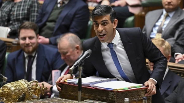 British Prime Minister Rishi Sunak speaks during Prime Minister's Questions in the House of Commons on Jan. 17