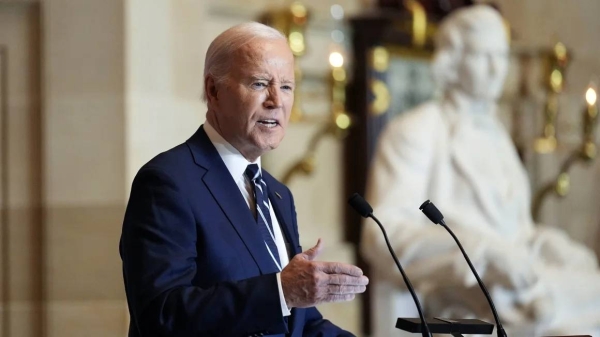 President Joe Biden speaks at the Capitol in Washington on Thursday