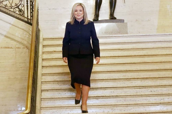 First Minster designate Sinn Fein's Michelle O'Neill at the Northern Ireland Assembly in Stormont on Saturday.