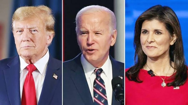 Combo picture of Donald Trump, Joe Biden and Nikki Haley.