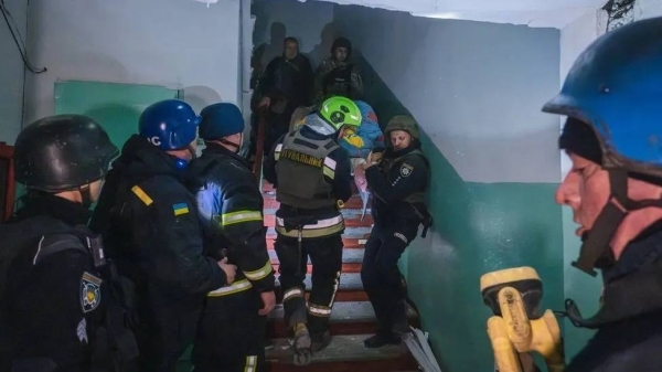 Emergency services said the hospital maternity ward in Selydove had taken the main impact of Tuesday night's attack