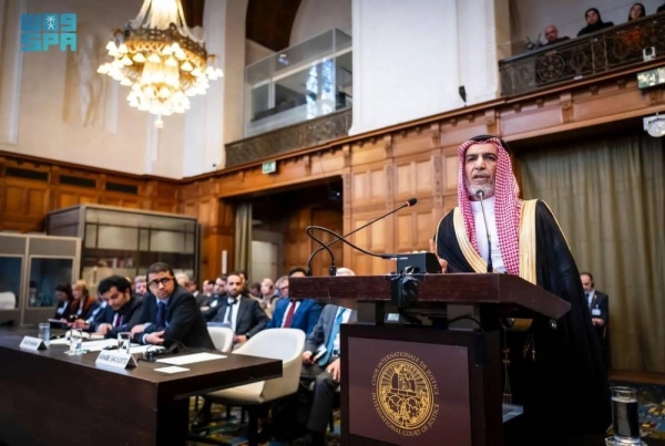 Saudi Ambassador to the Netherlands Ziad Al-Attiyah takes part in the Public hearings at the International Court of Justice (ICJ) in The Hague
