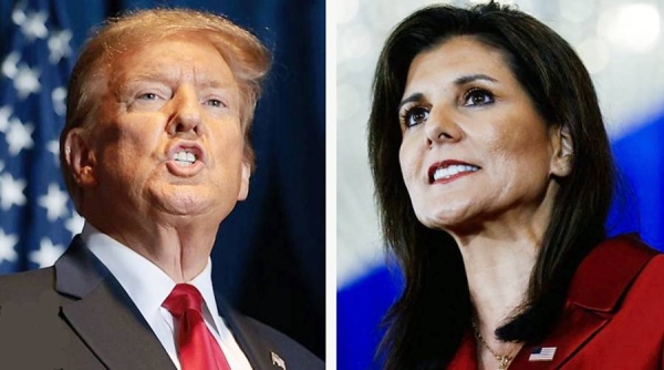 Combo picture of Donald Trump and Nikki Haley.
