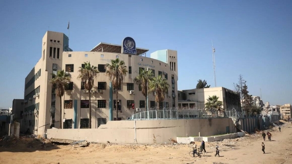 Destruction surrounding the UNRWA headquarters in Gaza City last month