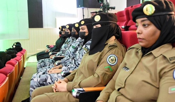 commanders of the Umrah Security Forces speak at a joint press conference to brief on the Ramadan Umrah security plan in Makkah on Saturday.