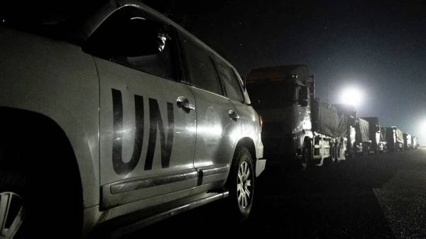 The UN said the convoy was able to use an Israeli military road that runs along the Gaza border fence to reach the north