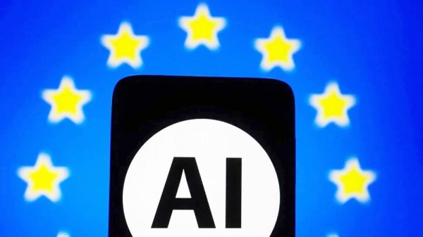 AI on a screen with yellow stars on a blue background. — courtesy Getty Images