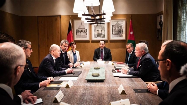 ​​​​​​​During discussions in Aqaba, Jordan's King Abdullah II and German Chancellor Olaf Scholz emphasized the urgent need for the international community to work towards an immediate and permanent ceasefire in Gaza.