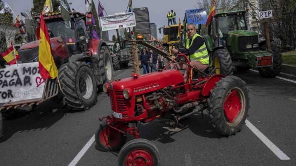 A farmer at a protest in Spain