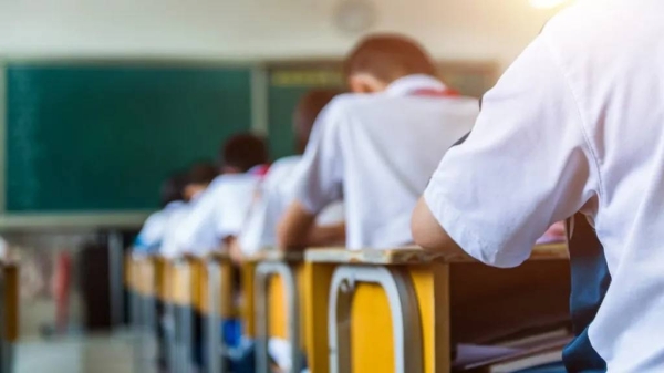 A view of middle school students in a Chinese classroom