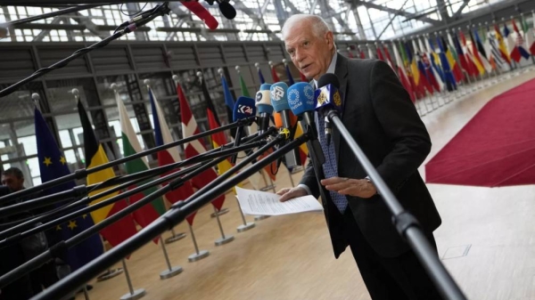 European Union foreign policy chief Josep Borrell before a meeting of EU foreign ministers at the European Council in Brussels