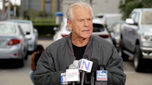 Peter Navarro at a Miami, Florida, gas station on Tuesday. — courtesy CNN