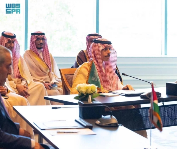 Saudi Minister of Foreign Affairs Prince Faisal bin Farhan attends the Arab ministerial consultative meeting in Cairo on Thursday.