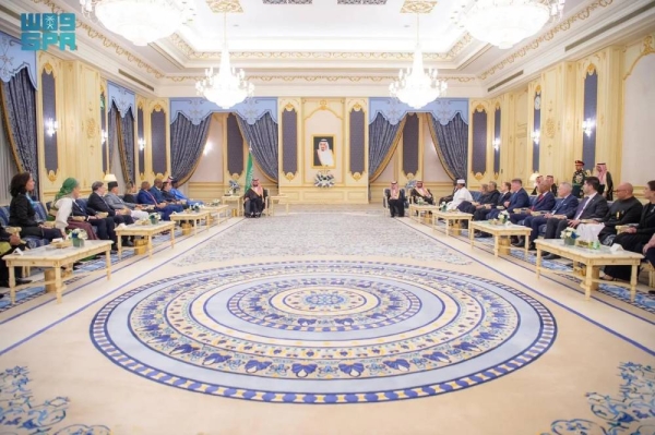 Crown Prince and Prime Minister Mohammed bin Salman receives the credentials of ambassadors at Al-Salam Palace in Jeddah on Tuesday.