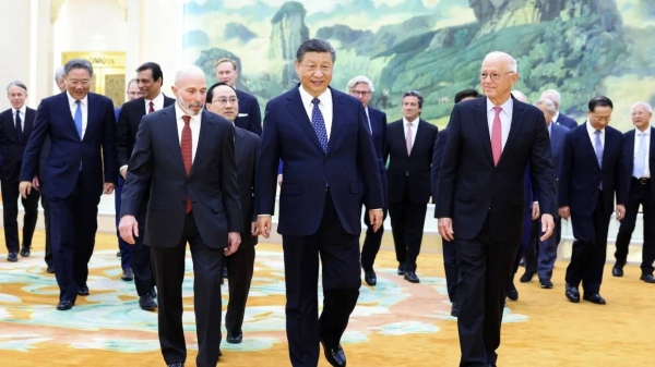 Chinese leader Xi Jinping meets with US CEOs and academics at the Great Hall of the People in Beijing on March 27, 2024