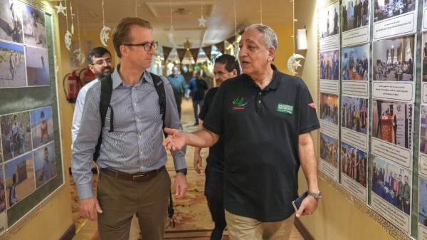 UNOPS Mine Action Advisor Charles Frisby and expert Javed Habibullah recently visited the headquarters of the “Masam” Landmine Clearance Project in Aden, where they met with Managing Director Osama Algosaibi. 