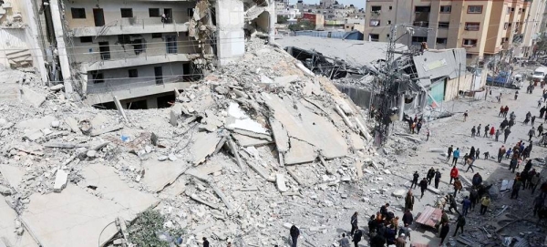 A residential block in the Al-Shaboura neighborhood in the city of Rafah, lies in ruins. — courtesy UN News/Ziad Taleb