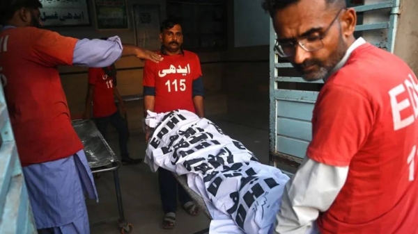 The victims were traveling to a shrine in southwestern Pakistan when their bus went off the road